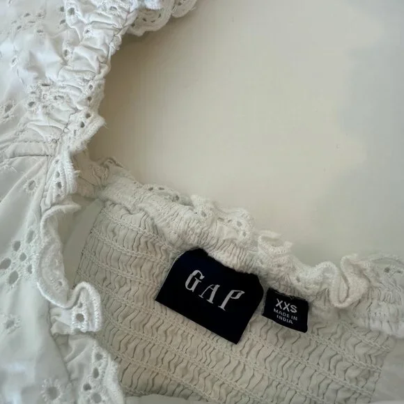 GAP White Eyelet Puffy Sleeve Mini Dress - Picture 7 of 8